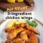Asian Lemon Chicken Wings made in the Air Fryer pinterest image