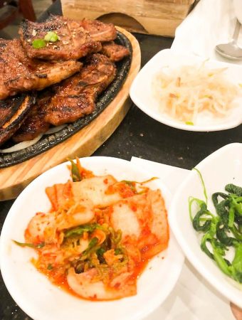 Kimchi and kalbi beef dishes from K Grill & Tofu House