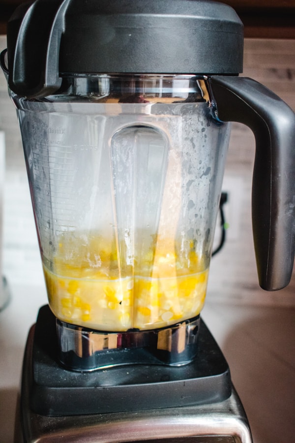 Vitamix filled with cream of corn soup