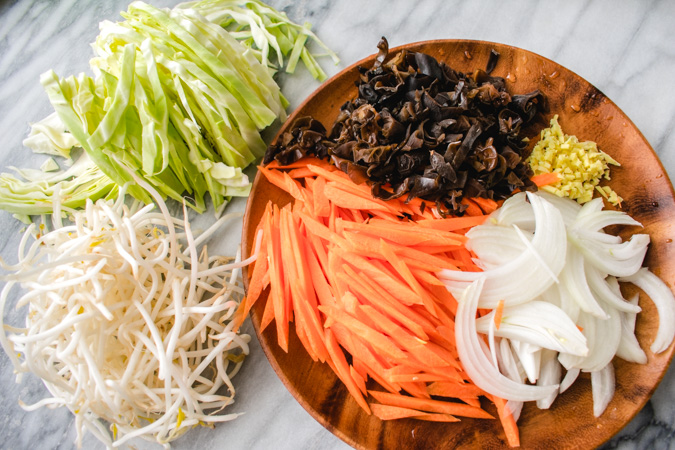 ingredients for eggroll in a bowl