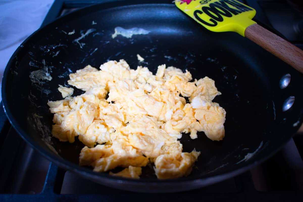 scrambled egg in a pan